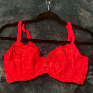 VS red lace unlined bra 36DD